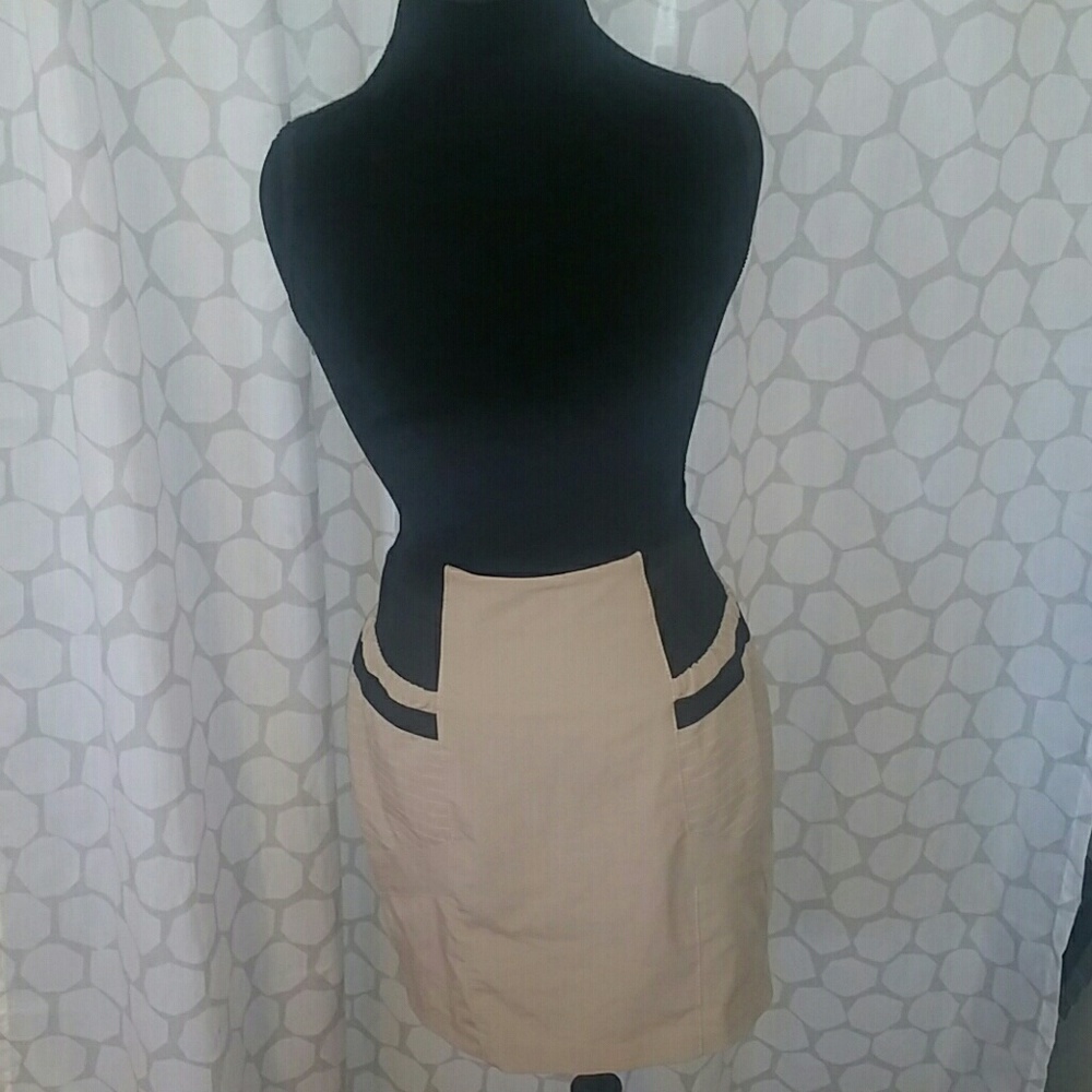 Black and tan pencil skirt